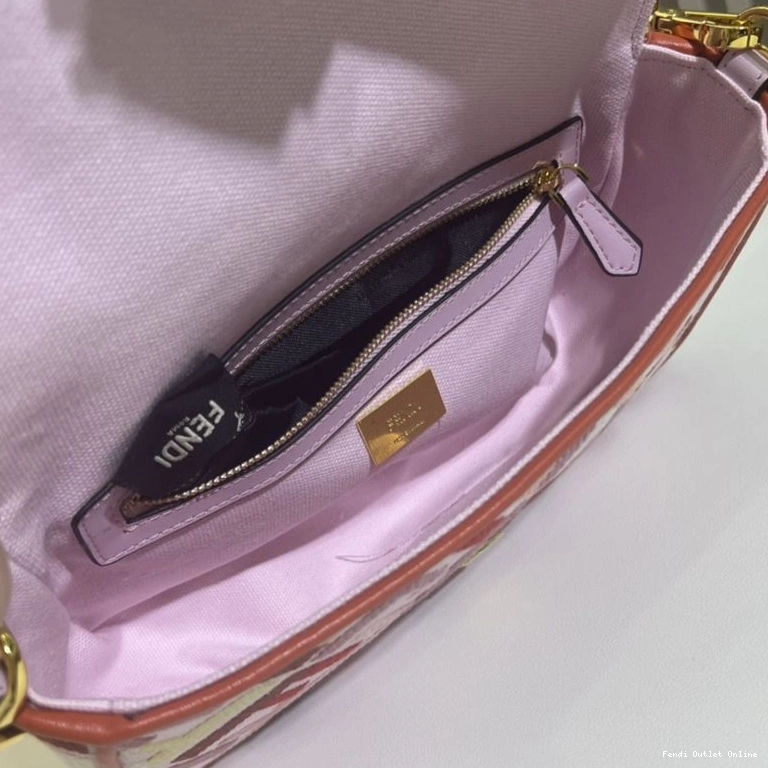 Affordable Motif FF Baguette Bag Fendi Medium Multi In Canvas Pink 0809